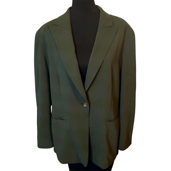 Jones New York SZ 16W Women’s Olive Green Single Button Blazer - Picture 2 of 9